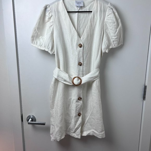 JOA Belted Button Front Linen Dress - Picture 2 of 9